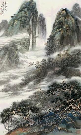 萧平 壬午(2002年)作 春山云起图 镜心 设色纸本