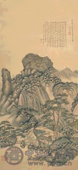 张溥 山水 立轴 设色纸本
