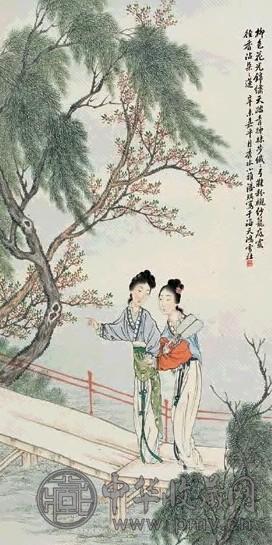 潘琪 仕女 立轴 纸本设色