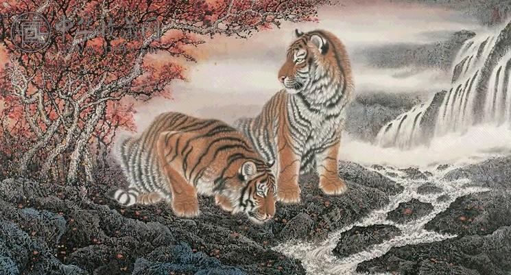 张伟 虎溪红叶 镜心 设色纸本