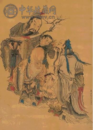 汪乔 1781年作 福禄寿三星图 立轴 设色绢本