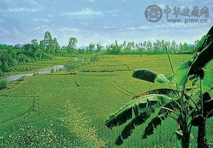 黄铭昌 1991年作 溪畔田园 油画亚麻布