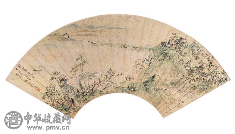 顾升 萧俊贤 等 甲子(1924年)作 山水 扇面 纸本