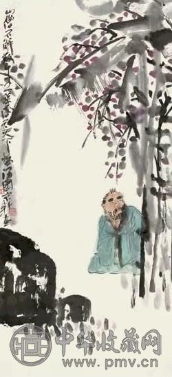 周京新 山僧不解数甲子 镜心 设色纸本