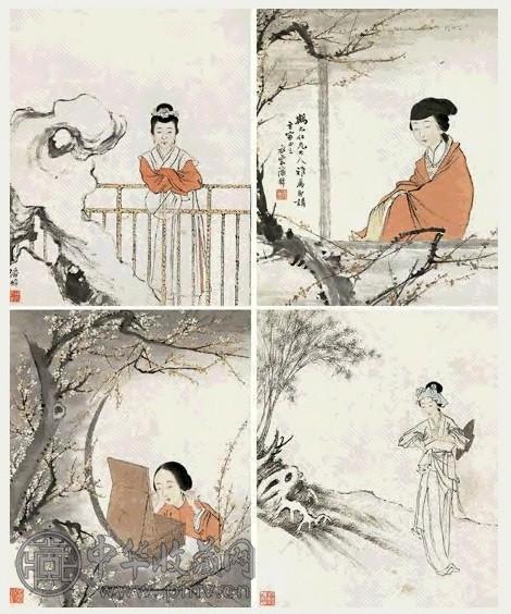 潘锦 十美图 册页(10开选4)