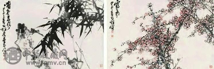 刘昌潮 1984年作 梅 兰 竹 菊 镜心(4开选2) 水墨纸本