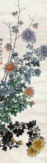 邓启昌 花卉 立轴 设色纸本