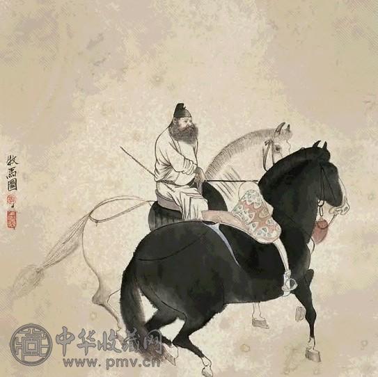 郭全忠 牧马图 镜心 设色纸本