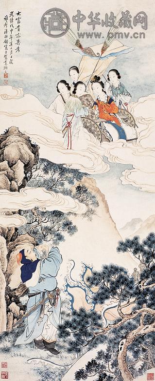 潘振镛 1908年作 大富贵亦寿考 立轴 设色纸本