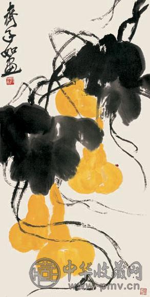 齐子如 葫芦 立轴 设色纸本