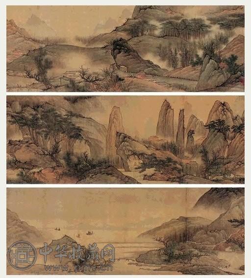 刘度 天台山图 手卷 设色绢本