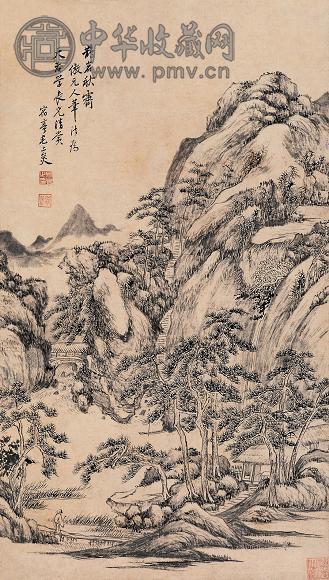 毛上炱 鹊岩秋霁 立轴 水墨纸本