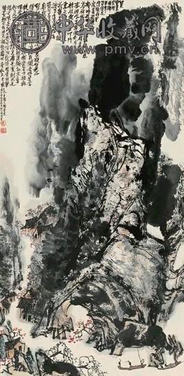 鲁得之 1619年作 潇湘湮雨图 立轴 水墨纸本