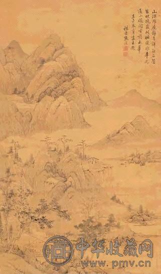 张适 壬子(1792年)作 山屋读书 立轴 设色绢本
