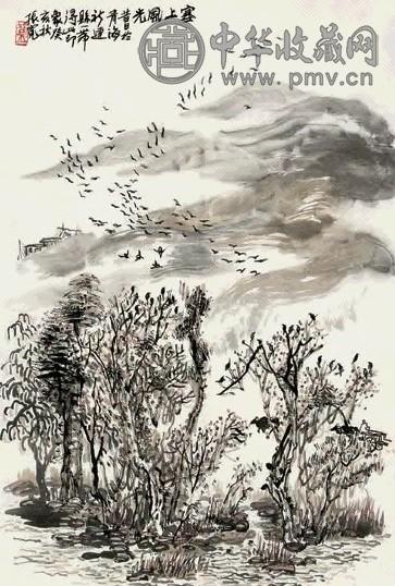 崔振宽 塞上风光 镜心 设色纸本