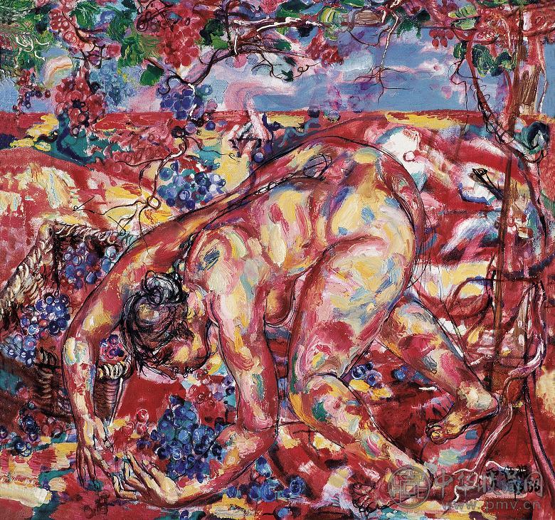 贾涤非 1986年作 秋天的葡萄 布面油画