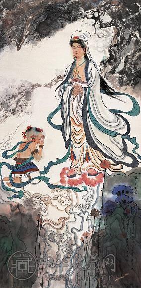 尼玛泽仁 2003年作 观世音菩萨 立轴 设色纸本