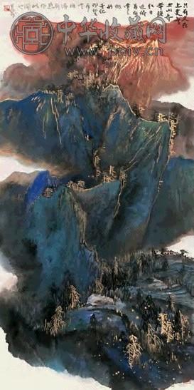 万鼎 金碧山水 镜心 设色纸本