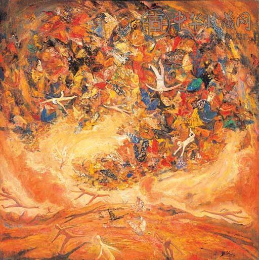 尹朝阳 1993年6月作 蝴蝶 油画 画布
