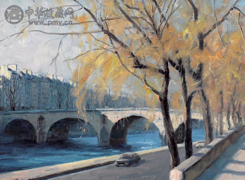 尹戎生 1999年作 塞纳河-玛丽桥 油画