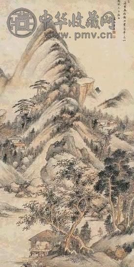 薛宣 丙寅(1746年)作 水阁论古图 立轴 设色纸本
