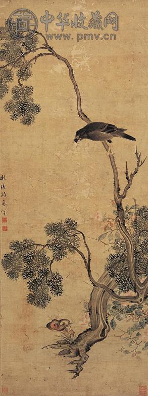 阙岚 花鸟 立轴 设色绢本