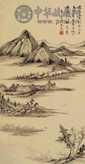 民国 季康 山村图 轴