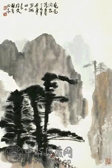 李琼久 丁巳年作 山水 立轴 设色纸本