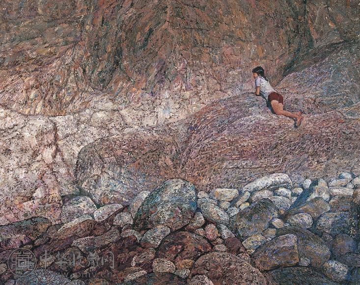 邵增虎 宁静的河岸 布面油画