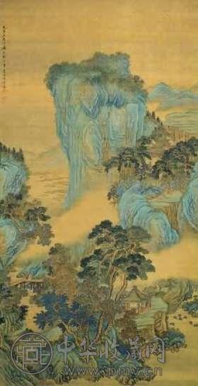 李诂 清 青绿山水 轴