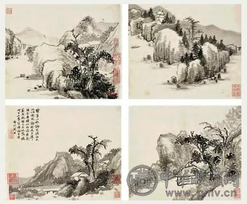 明 周毅 俨然苍翠 册页(12开选4)