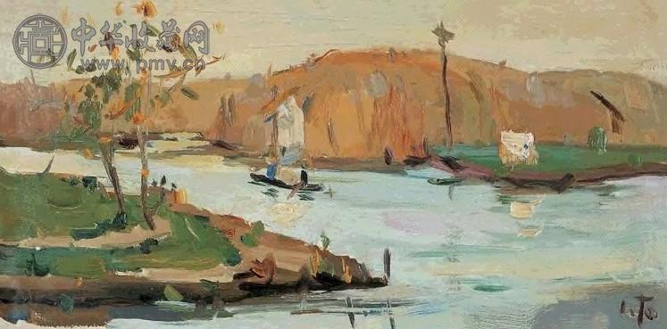 全山石 风景 油彩纸板