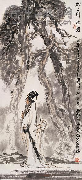 马振声 2005年作 松下行吟图 立轴 设色纸本