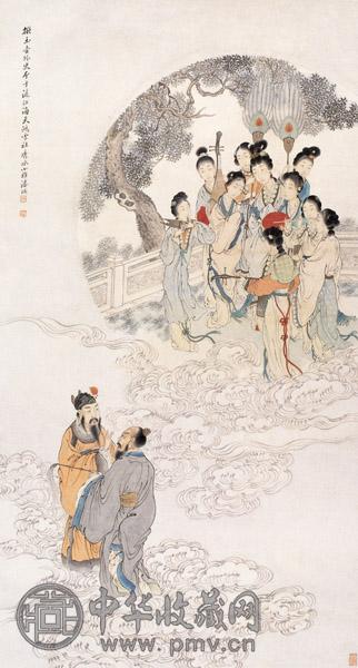 潘琪 瑶台祝寿图 立轴 设色纸本