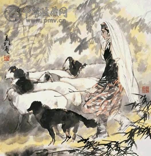 马振声 牧羊图 镜心 设色纸本