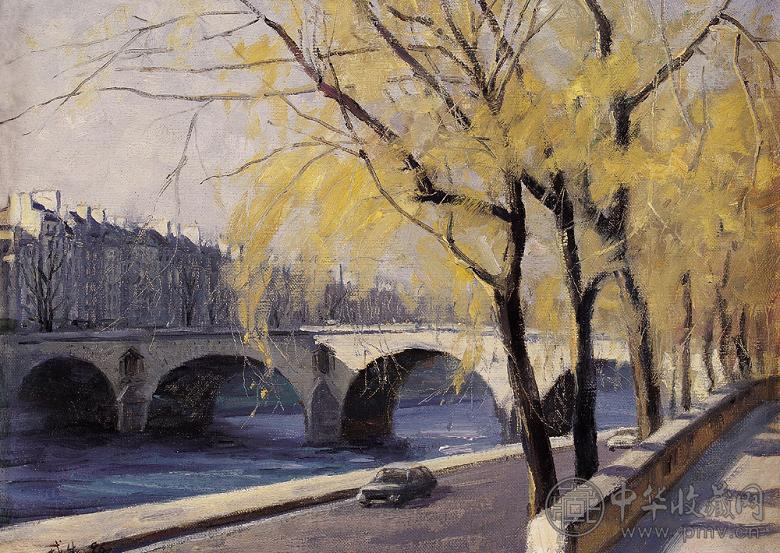 尹戎生 1999年作 塞纳河-玛丽桥 布面油画