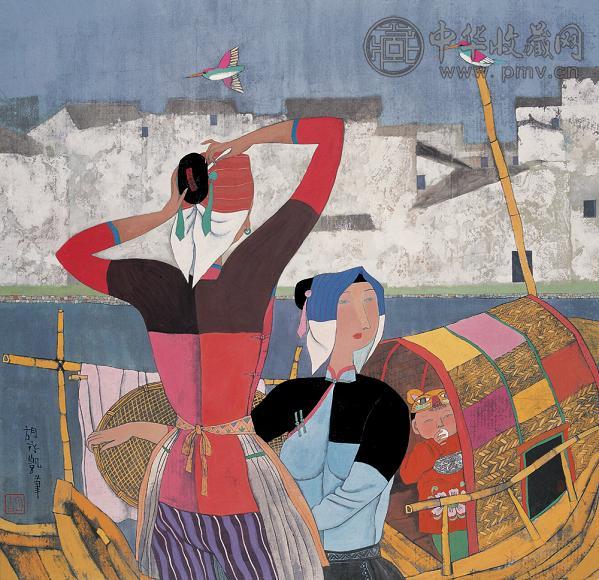 胡永凯 渔家 镜心 设色纸本