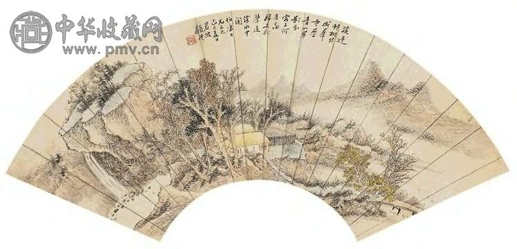 近现代 顾鎄 溪山闲居 扇面