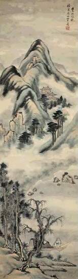 李诂 楚山秋晓 立轴 设色纸本