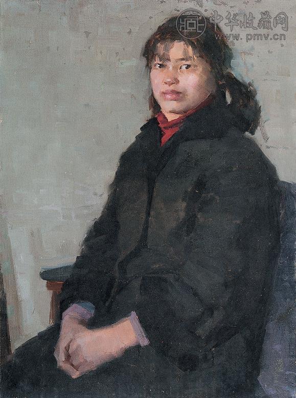 靳尚谊 女青年肖像 布面油画