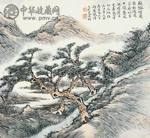 张溥 山水 立轴 设色纸本