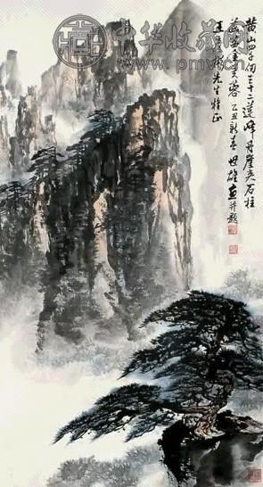 梁世雄 黄山 立轴 设色纸本