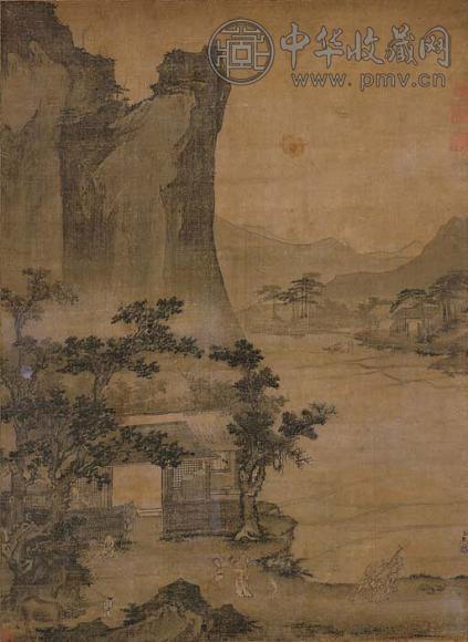 (前传马麟) 山情村趣图 立轴 浅绛纸本