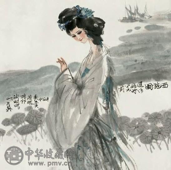 盖茂森 仕女 立轴 设色纸本