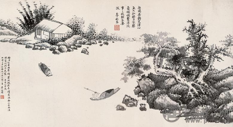 李秋君 李祖韩 庚寅(1950年)作 渔父图 镜心 纸本