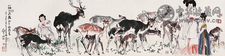 李延声 2005年作 瑞鹿图 镜心 设色纸本