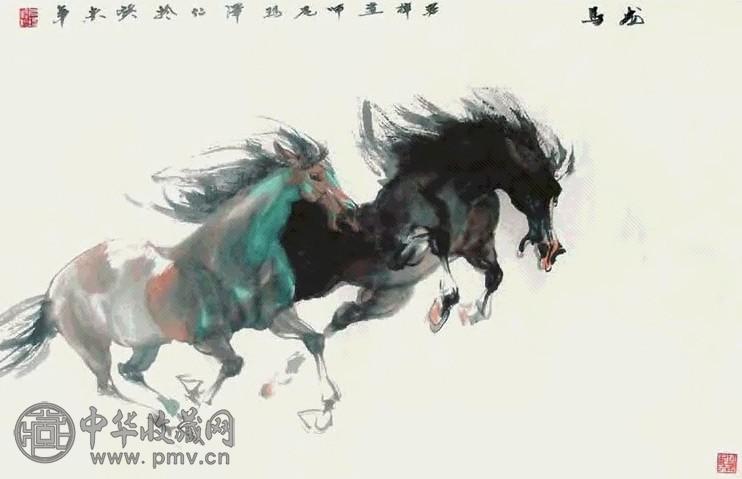 尼玛泽仁 龙马 镜心 设色