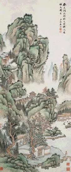 袁沛 癸亥(1803年)作 溪桥访友图 立轴 设色纸本