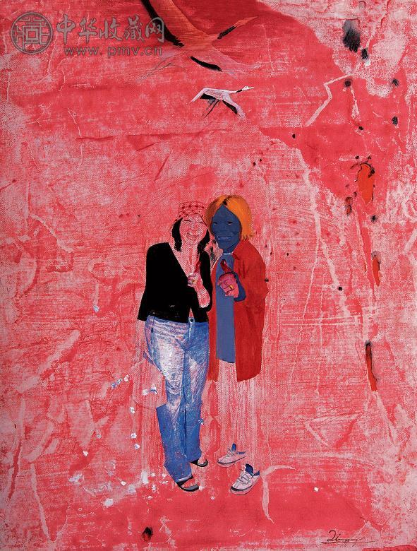 岂梦光 哥俩好 油彩 画布