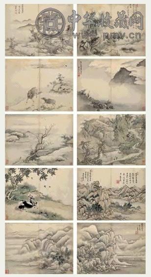 顾文渊 山水 册页(10开) 设色纸本